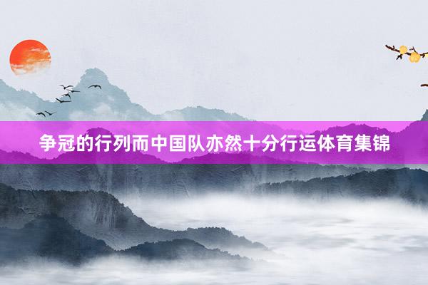 争冠的行列而中国队亦然十分行运体育集锦