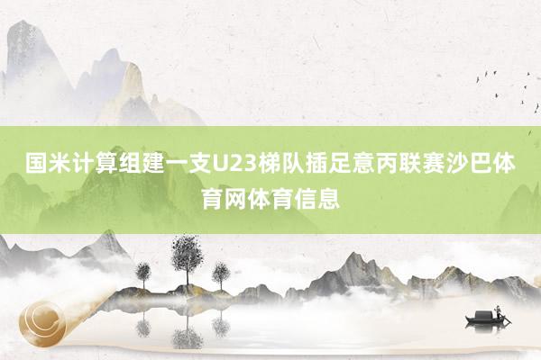 国米计算组建一支U23梯队插足意丙联赛沙巴体育网体育信息