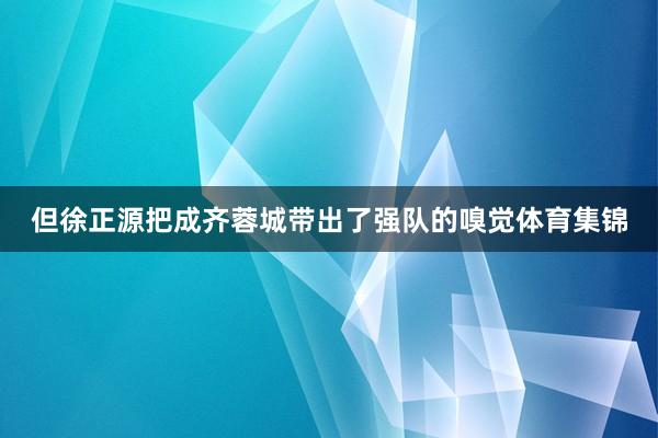 但徐正源把成齐蓉城带出了强队的嗅觉体育集锦