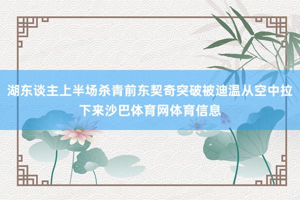 湖东谈主上半场杀青前东契奇突破被迪温从空中拉下来沙巴体育网体育信息
