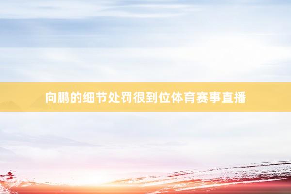 向鹏的细节处罚很到位体育赛事直播