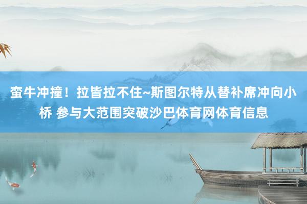 蛮牛冲撞！拉皆拉不住~斯图尔特从替补席冲向小桥 参与大范围突破沙巴体育网体育信息